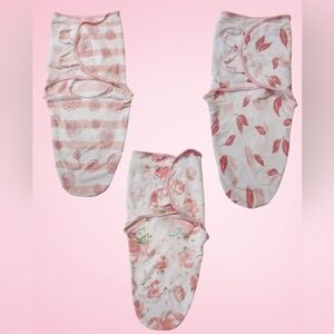 Set of 3 Pink Floral Baby Swaddles
